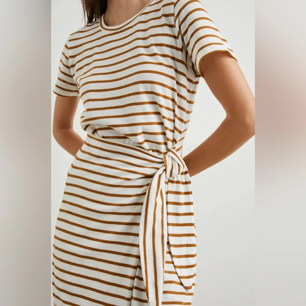 Women’s‎ Rails Edie Stripe Cotton Jersey Wrap T-Shirt Mini Dress sz XS casual - Picture 3 of 10
